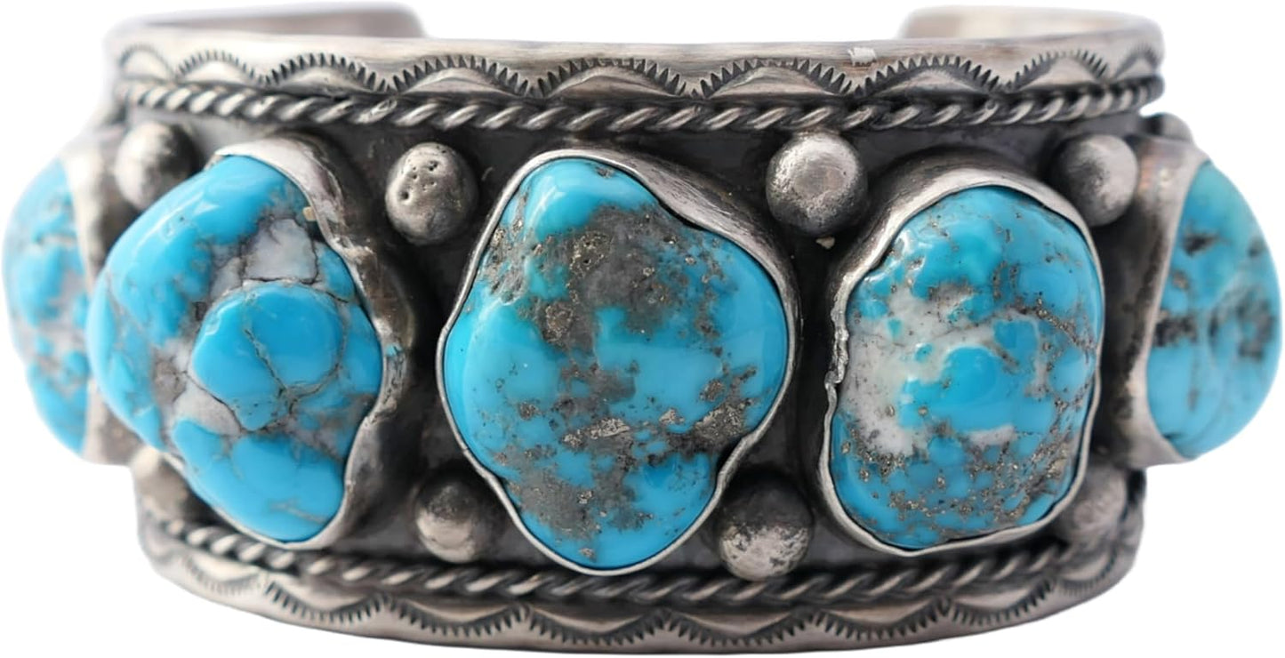 big mens cuff silver turquoise, Navajo cuff bracelet Kingman turquoise cuff, turquoise cuff bracelet silver, Native American pawn jewelry
