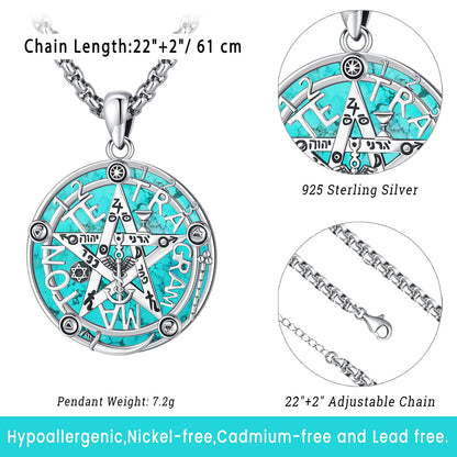 Turquoise Jewelry for Women Men 925 Sterling Silver Pendant Urn Necklaces for Ashes Picture Locket Necklace Thor Hammer Yggdrasil Virgen De Guadalupe St Michael Christopher Judas Witches Knot Necklace