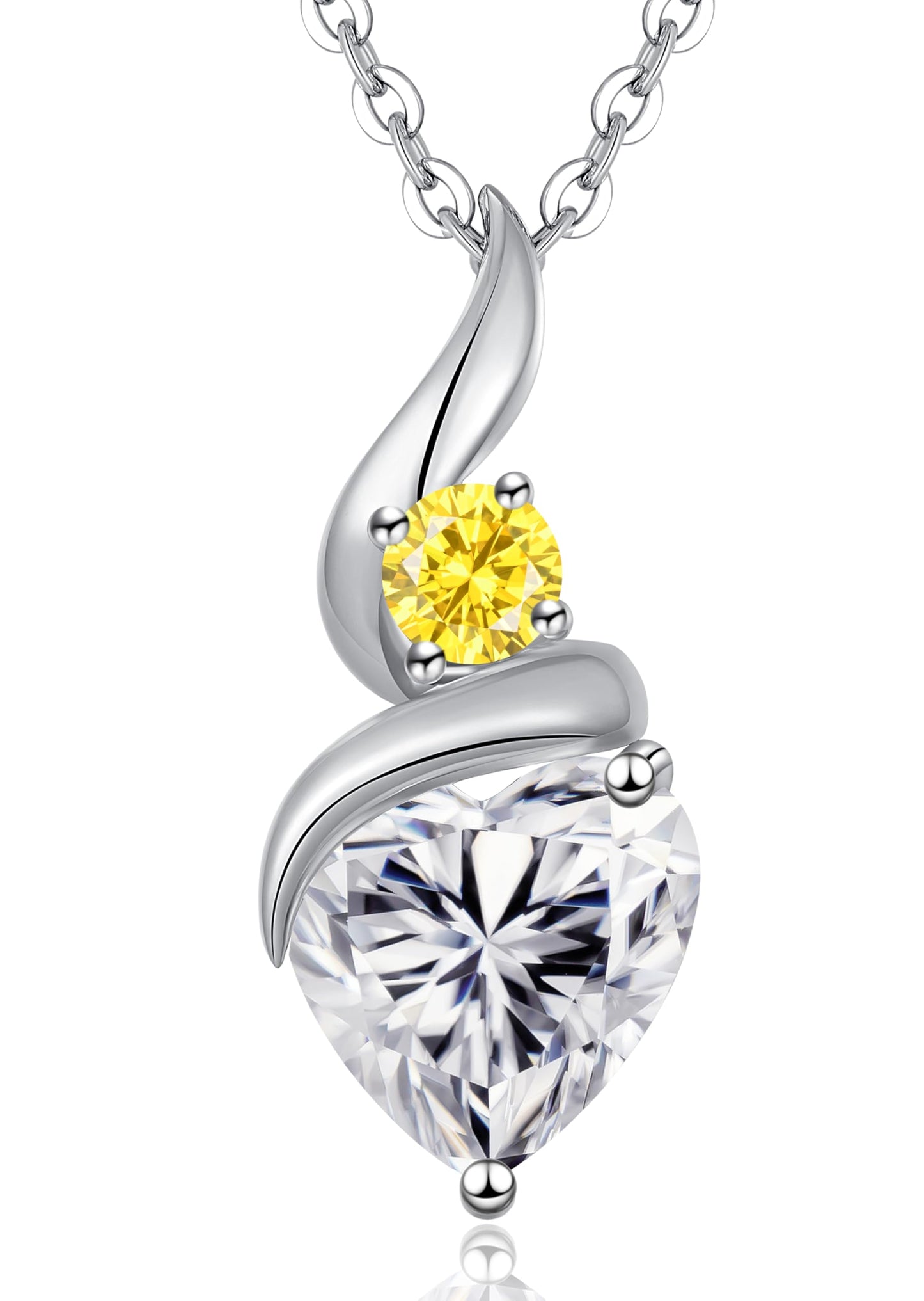 ANDSO Moissanite Heart Pendant Necklaces for Women, 925 Sterling Silver Necklace with Birthstone, Ideal Anniversary Present or Birthday Christmas Valentine Jewelry Gifts for Mom Wife Her Girlfriend