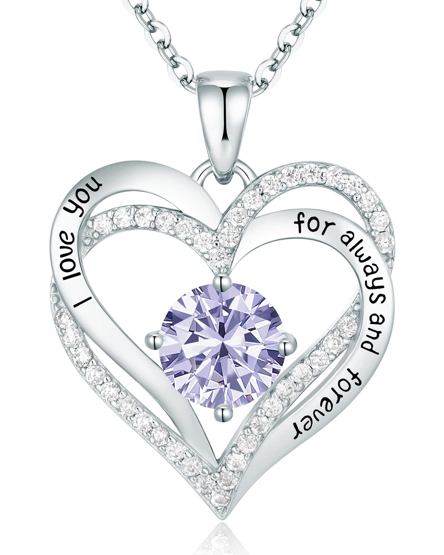 CDE Forever Love Heart Necklaces for Women, Wedding Anniversary, Birthday Mothers Day Christmas Day Gifts for Mom, Mother, Wife, friend, S925 Silver Jewelry with Birthstone Pendant