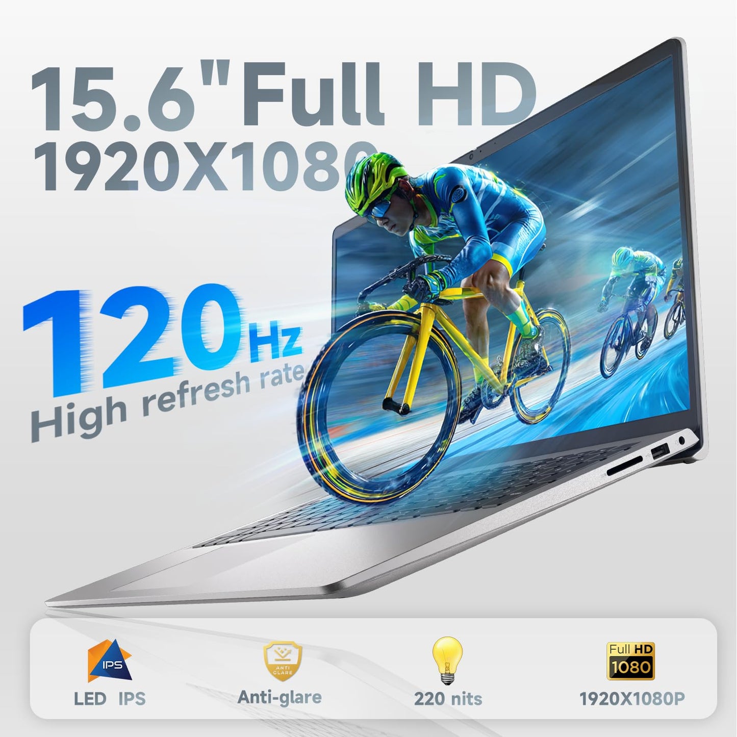 Dell 15 Laptop for Business & Student, 13th Gen Intel Core i7-1355U(Up to 5.0GHz), 15.6" FHD 120Hz 250Nits, 64GB RAM, 2TB SSD, Windows 11 Pro, Backlit Keyboard & Fingerprint, Copilot AI, Wi-Fi 6 & BT