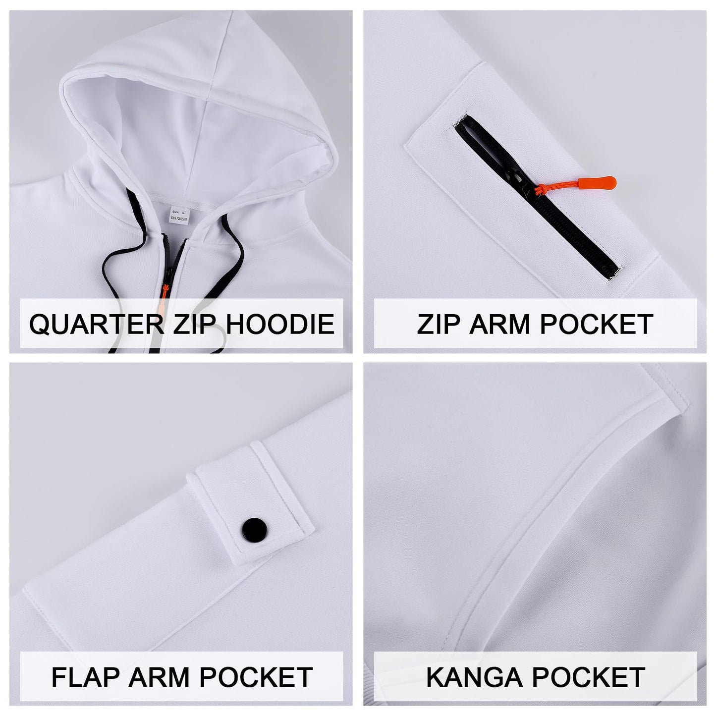 Men's Fleece Workout Athletic Pullover Hoodie Long Sleeve Basic Quarter Zip Pullover Sweatshirt with Kanga Pocket