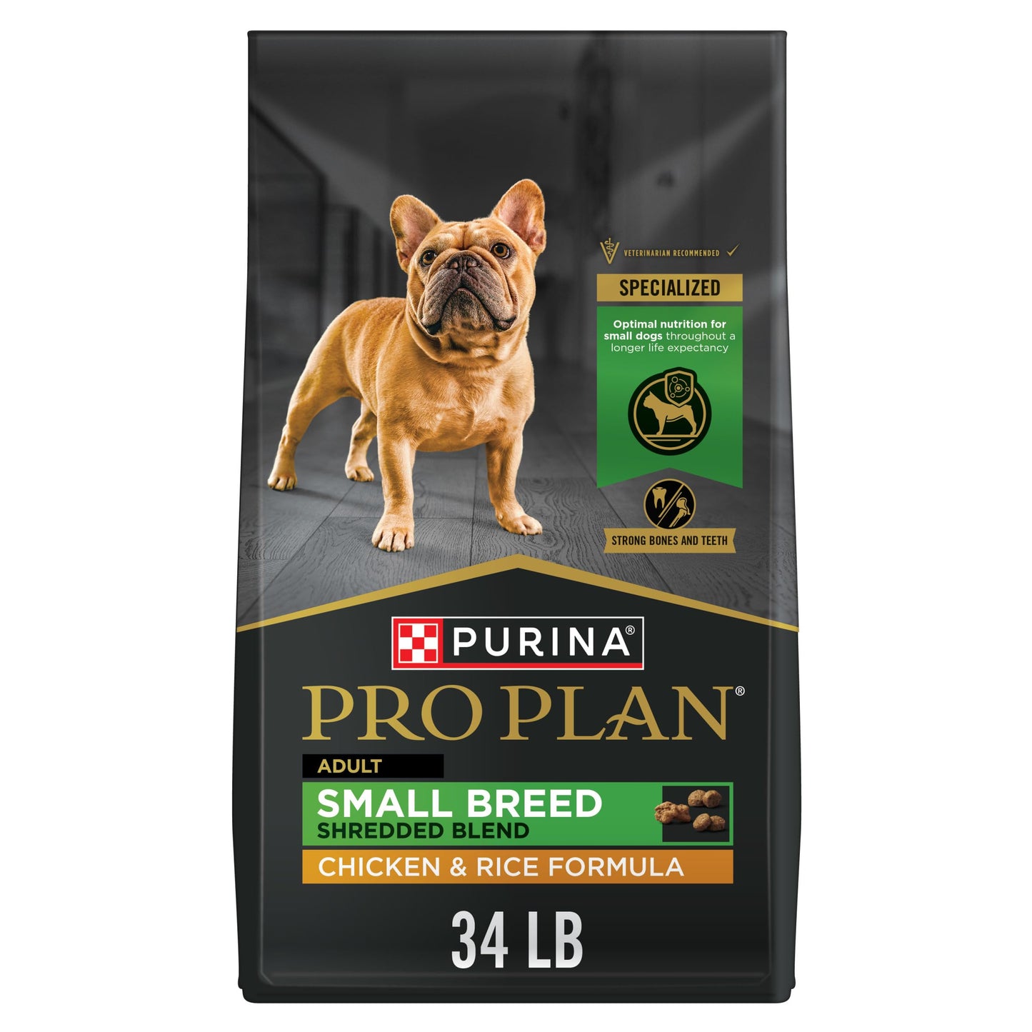 Purina Pro Plan Small Breed Dog Food Shredded Blend Chicken and Rice Formula With Guaranteed Live Probiotics - 34 lb. Bag