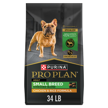 Purina Pro Plan Small Breed Dog Food Shredded Blend Chicken and Rice Formula With Guaranteed Live Probiotics - 34 lb. Bag