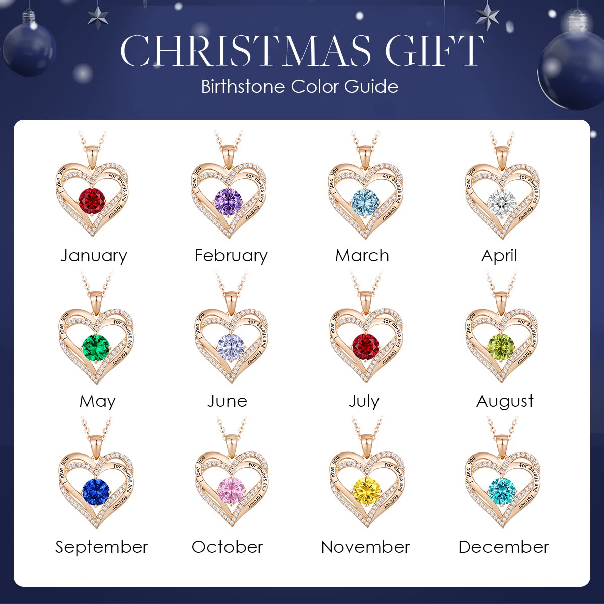 CDE Forever Love Heart Necklaces for Women, Wedding Anniversary, Birthday Mothers Day Christmas Day Gifts for Mom, Mother, Wife, friend, S925 Silver Jewelry with Birthstone Pendant