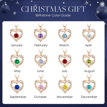 CDE Forever Love Heart Necklaces for Women, Wedding Anniversary, Birthday Mothers Day Christmas Day Gifts for Mom, Mother, Wife, friend, S925 Silver Jewelry with Birthstone Pendant