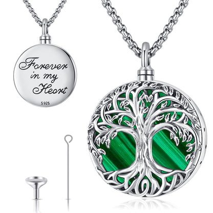 Jewelry Gifts - Tree of Life Necklace Sterling Silver Abalone Shell/Opal/Moonstone/Black Onyx/Turquoise/Malachite/Crystal Family Tree of Life Jewelry for Women Men