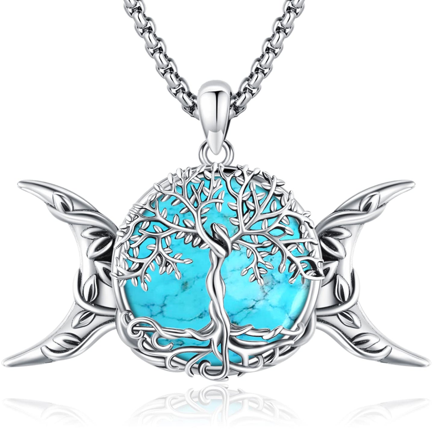 Turquoise Jewelry for Women Men 925 Sterling Silver Pendant Urn Necklaces for Ashes Picture Locket Necklace Thor Hammer Yggdrasil Virgen De Guadalupe St Michael Christopher Judas Witches Knot Necklace