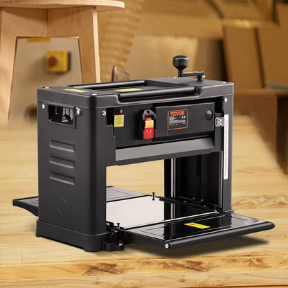 VEVOR Thickness Planer, Two-Blade, 13" Width Worktable Benchtop Planer, 15-Amp 2000W Powerful Motor, 12" Extended Infeeding Table, Low Noise for both hard & soft wood material removal