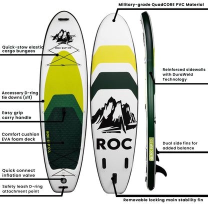 Roc Inflatable Stand Up Paddle Board 10' 6" with Premium SUP Paddle Board Accessories, Wide Stable Design, Non-Slip Comfort Deck for Youth & Adults