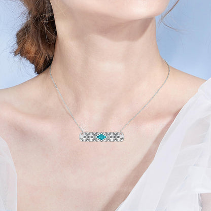Western Cow Tag/Lightning Bolt/Bar Necklace 925 Sterling Silver Turquoise Necklaces for Women Western Jewelry Gifts for Women