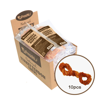 AFreschi Turkey Tendons for Dogs, USA-Sourced, Healthy Dog Treats, Rawhide-Free Puppy Chews, Long Lasting, All Natural, Hypoallergenic Dog Treats for Large Breeds, 1 Count Pack Bone (L)