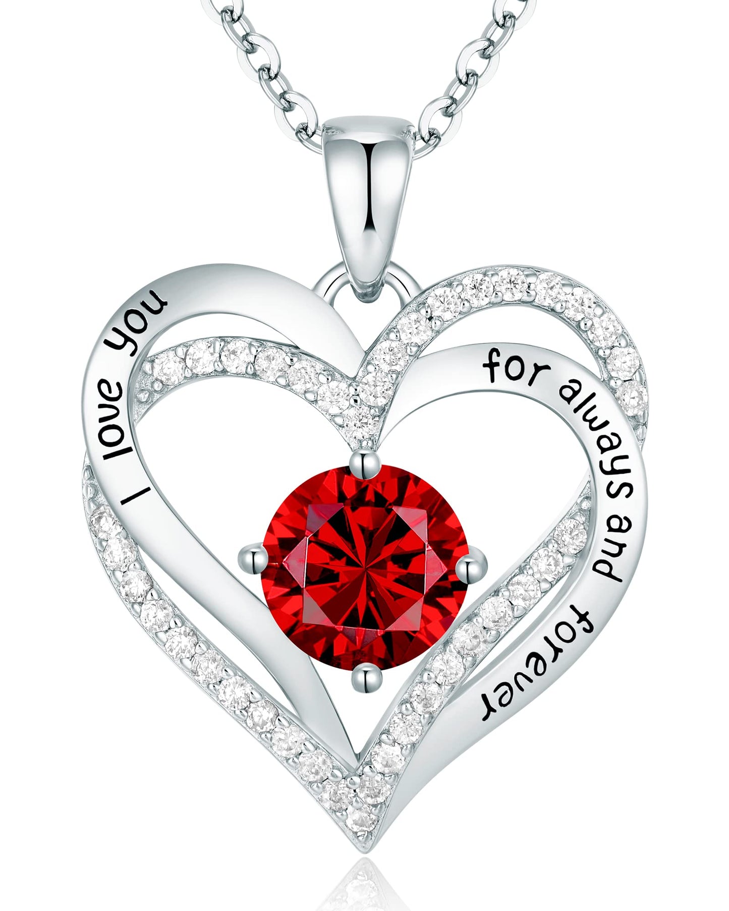 CDE Forever Love Heart Necklaces for Women, Wedding Anniversary, Birthday Mothers Day Christmas Day Gifts for Mom, Mother, Wife, friend, S925 Silver Jewelry with Birthstone Pendant