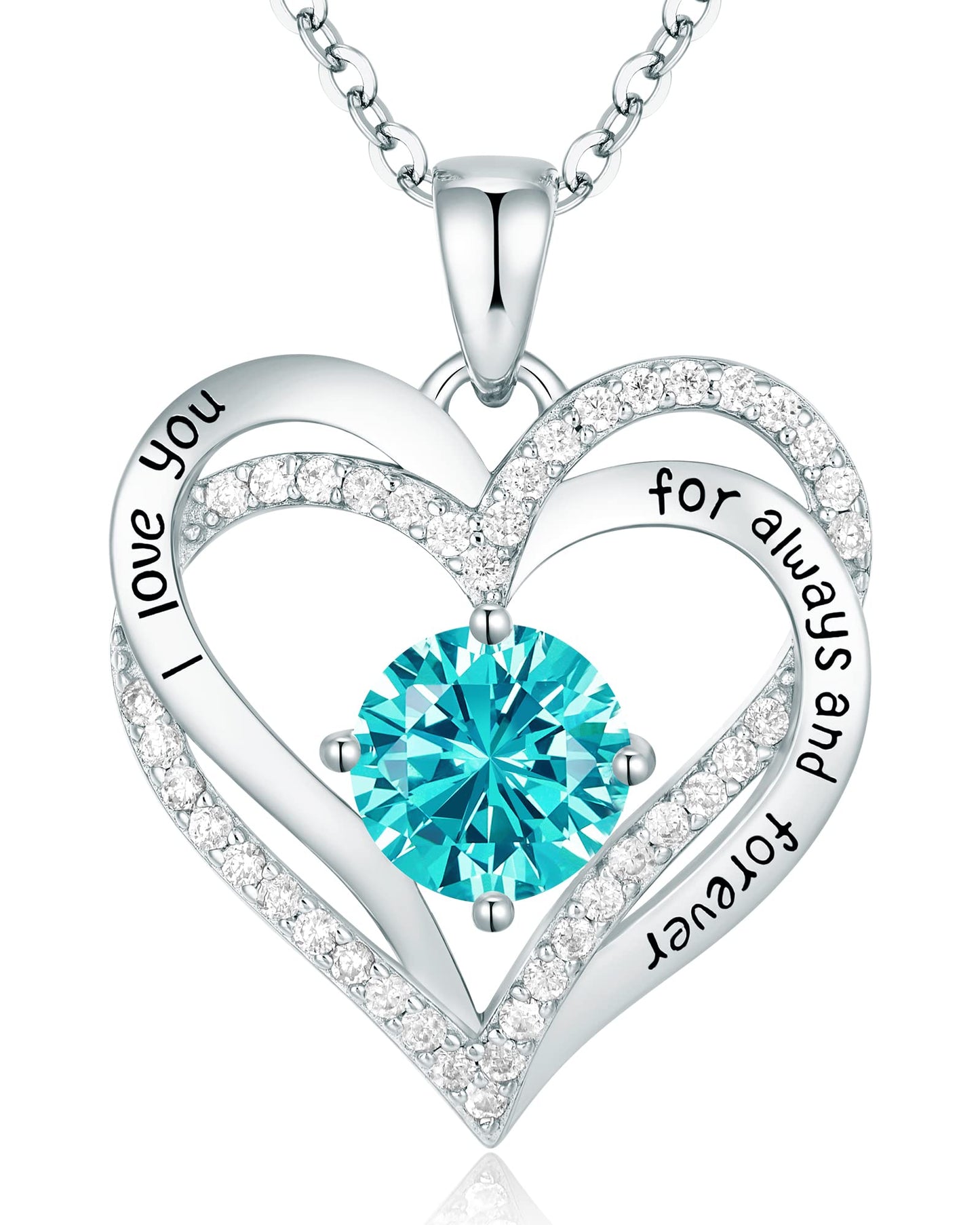 CDE Forever Love Heart Necklaces for Women, Wedding Anniversary, Birthday Mothers Day Christmas Day Gifts for Mom, Mother, Wife, friend, S925 Silver Jewelry with Birthstone Pendant