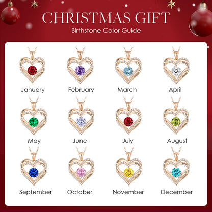 CDE Forever Love Heart Necklaces for Women, Wedding Anniversary, Birthday Mothers Day Christmas Day Gifts for Mom, Mother, Wife, friend, S925 Silver Jewelry with Birthstone Pendant