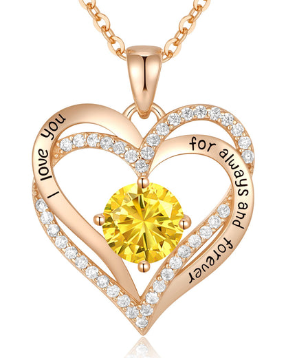 CDE Forever Love Heart Necklaces for Women, Wedding Anniversary, Birthday Mothers Day Christmas Day Gifts for Mom, Mother, Wife, friend, S925 Silver Jewelry with Birthstone Pendant