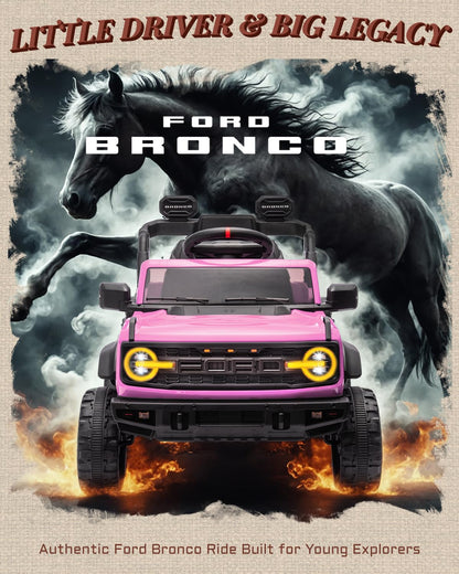 First Ride On 24V Ride on Toys for Big Kids, Licensed Ford Bronco Raptor 2 Seater Ride on Cars with Remote Control, Ride on Truck w/ 4-Wheeler Suspension, 3 Speeds, Led Lights, Bluetooth (24V, Pink) | First Ride On, 24V, for Big Kids, 2 Seater, with Remot