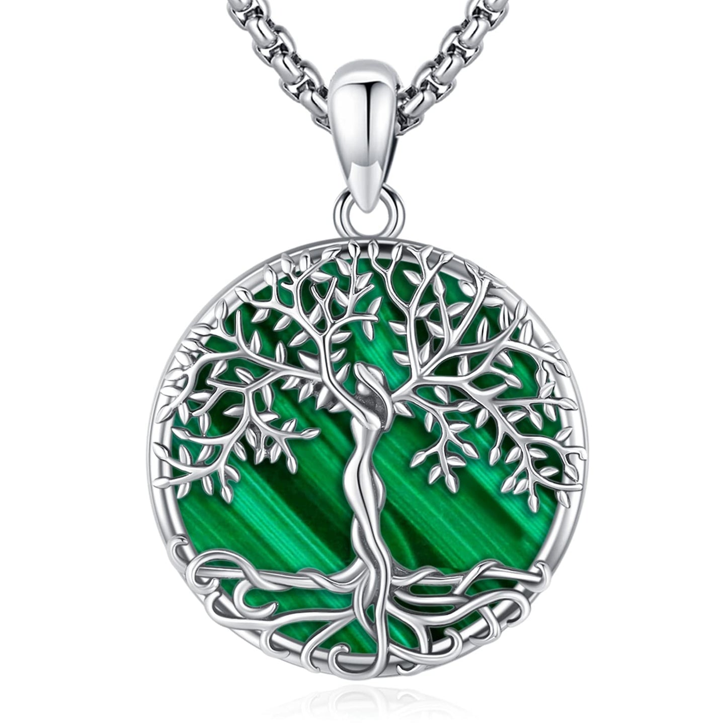 Jewelry Gifts - Tree of Life Necklace Sterling Silver Abalone Shell/Opal/Moonstone/Black Onyx/Turquoise/Malachite/Crystal Family Tree of Life Jewelry for Women Men