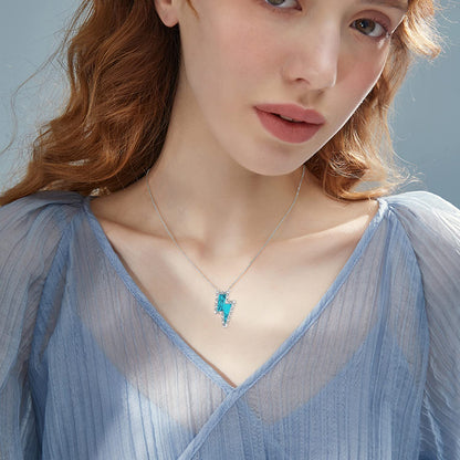 Western Cow Tag/Lightning Bolt/Bar Necklace 925 Sterling Silver Turquoise Necklaces for Women Western Jewelry Gifts for Women