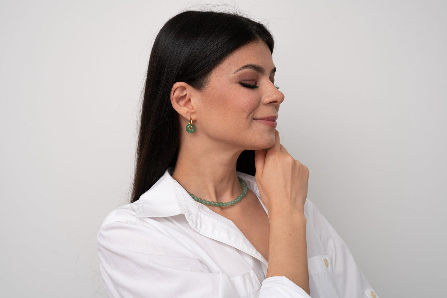 Green Aventurine Jade Necklace, Green Choker Necklace Healing Crystal Necklace with Pearl for Women, Handmade Necklaces Spiritual Jewelry for Women.