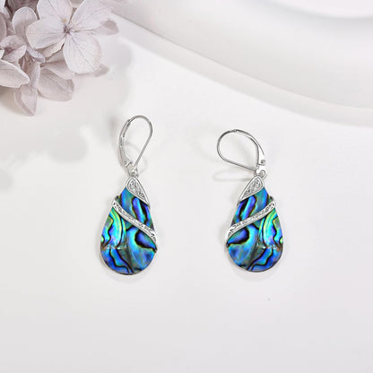 ONEFINITY Filigree Abalone Shell Earrings 925 Sterling Silver Filigree Leverback Dangle Drop Earrings Abalone Shell Jewelry Mothers Gifts for Women Mom Grandma