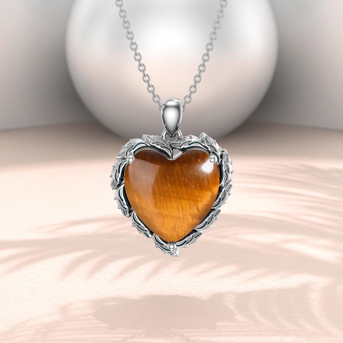 Genuine Gemstone Heart Necklaces for Women 925 Sterling Silver Natural Turquoise/Rose Quartz/Moonstone Pendant Vintage Western Jewelry Gift for Mom Wife Her