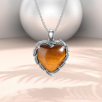Genuine Gemstone Heart Necklaces for Women 925 Sterling Silver Natural Turquoise/Rose Quartz/Moonstone Pendant Vintage Western Jewelry Gift for Mom Wife Her