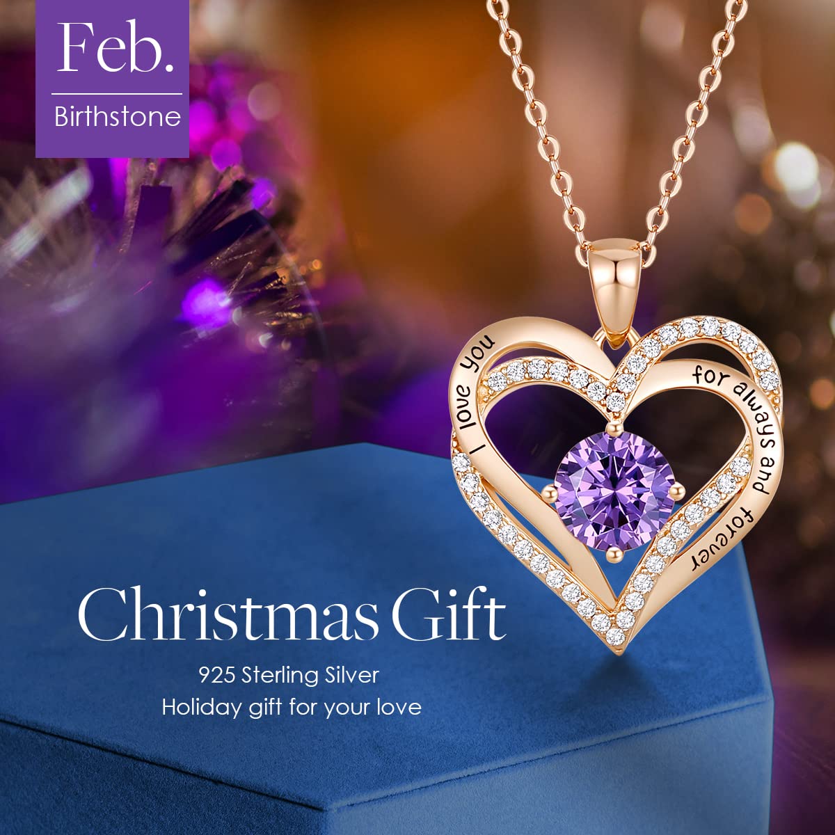 CDE Forever Love Heart Necklaces for Women, Wedding Anniversary, Birthday Mothers Day Christmas Day Gifts for Mom, Mother, Wife, friend, S925 Silver Jewelry with Birthstone Pendant