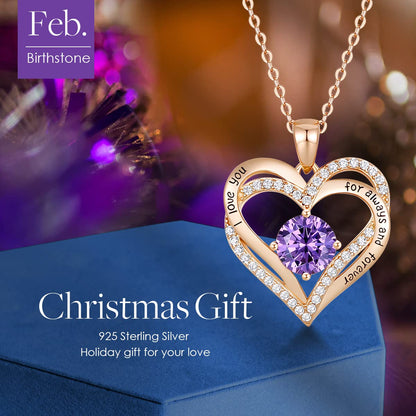 CDE Forever Love Heart Necklaces for Women, Wedding Anniversary, Birthday Mothers Day Christmas Day Gifts for Mom, Mother, Wife, friend, S925 Silver Jewelry with Birthstone Pendant