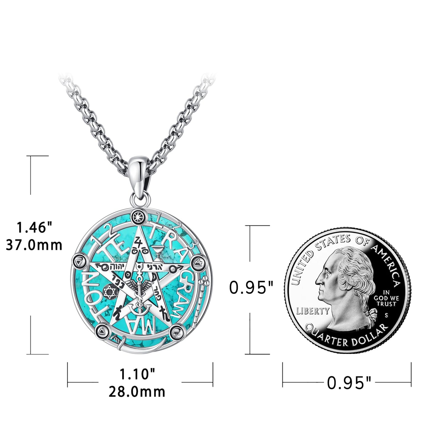 Turquoise Jewelry for Women Men 925 Sterling Silver Pendant Urn Necklaces for Ashes Picture Locket Necklace Thor Hammer Yggdrasil Virgen De Guadalupe St Michael Christopher Judas Witches Knot Necklace