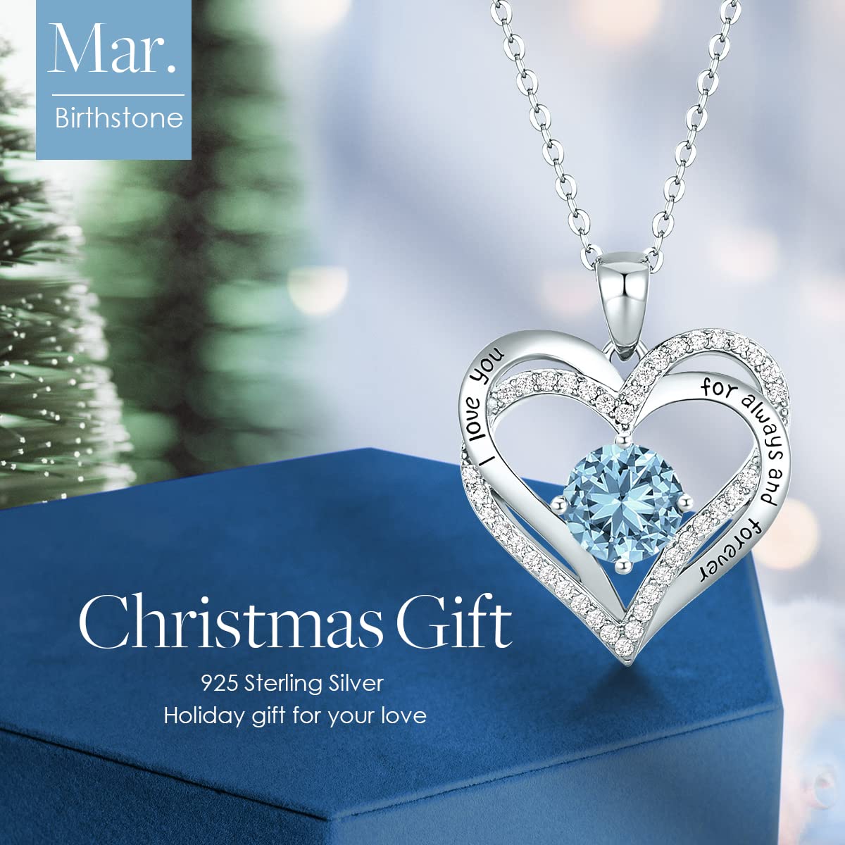 CDE Forever Love Heart Necklaces for Women, Wedding Anniversary, Birthday Mothers Day Christmas Day Gifts for Mom, Mother, Wife, friend, S925 Silver Jewelry with Birthstone Pendant