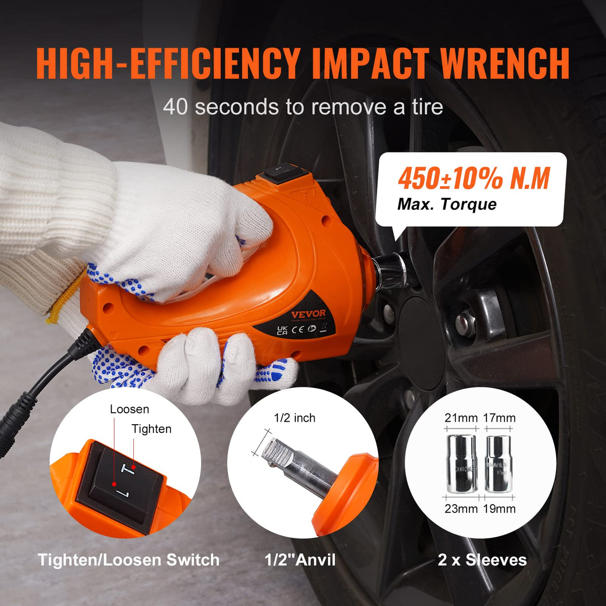 VEVOR Electric Car Jack, 5 Tons /11000 lbs, Electric Scissor Jack with Built-in Inflator, 12V Tire Change Replacement with Electric Impact Wrench & LED Light, Portable Jack kit for Sedan, SUV, Truck