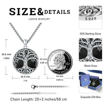 Jewelry Gifts - Tree of Life Necklace Sterling Silver Abalone Shell/Opal/Moonstone/Black Onyx/Turquoise/Malachite/Crystal Family Tree of Life Jewelry for Women Men