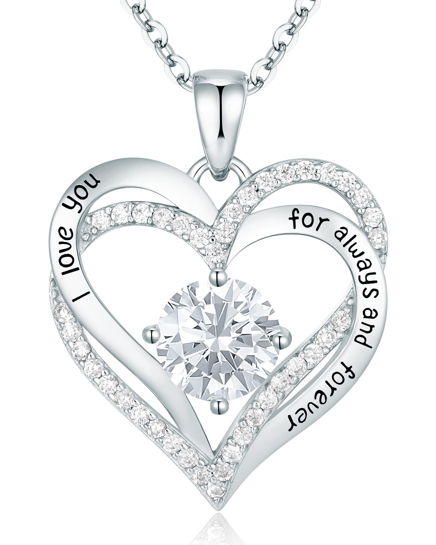 CDE Forever Love Heart Necklaces for Women, Wedding Anniversary, Birthday Mothers Day Christmas Day Gifts for Mom, Mother, Wife, friend, S925 Silver Jewelry with Birthstone Pendant