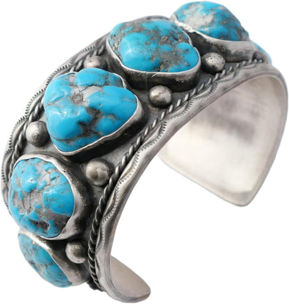 big mens cuff silver turquoise, Navajo cuff bracelet Kingman turquoise cuff, turquoise cuff bracelet silver, Native American pawn jewelry