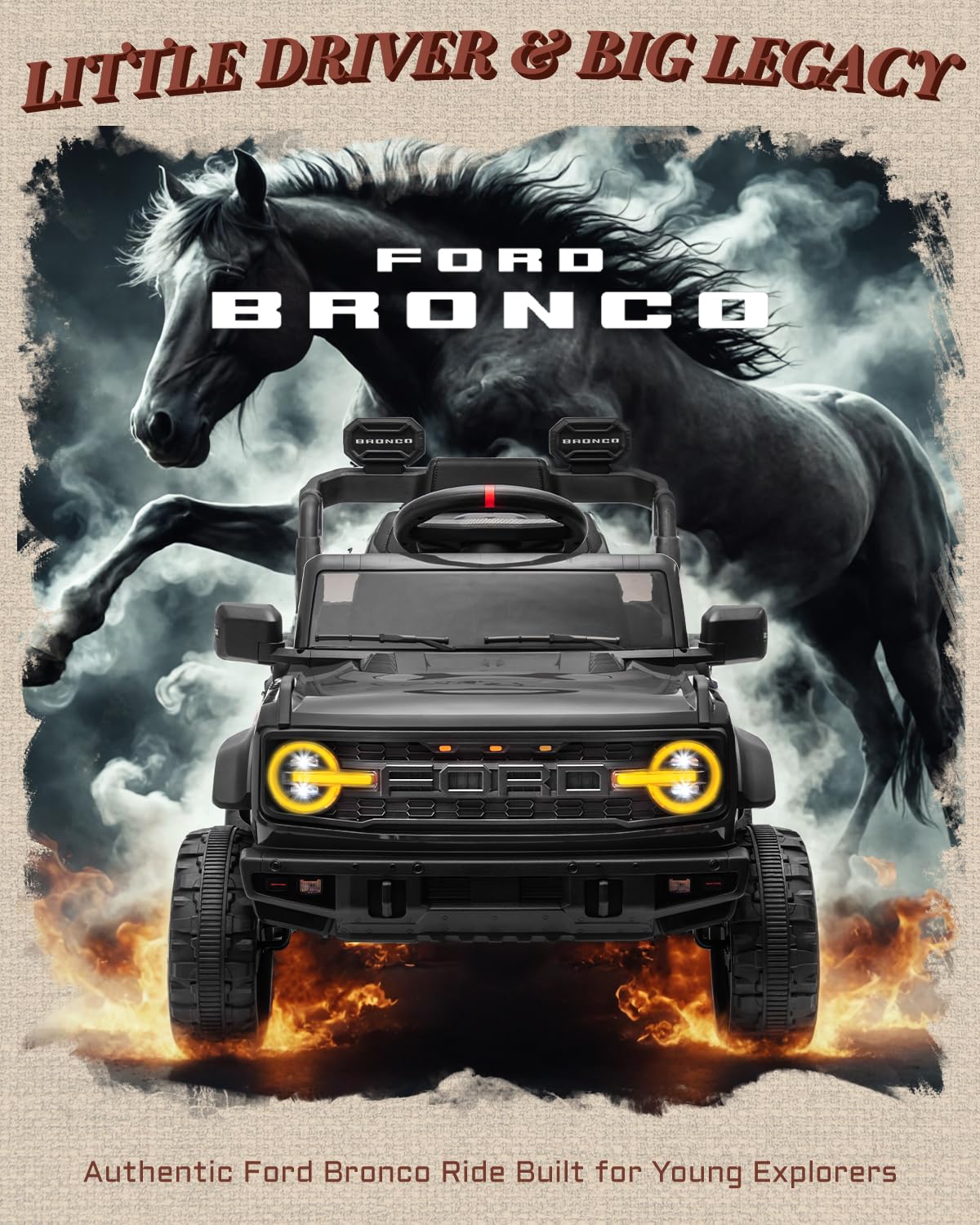 First Ride On 24V Ride on Toys for Big Kids, Licensed Ford Bronco Raptor 2 Seater Ride on Cars with Remote Control, Ride on Truck w/ 4-Wheeler Suspension, 3 Speeds, Led Lights, Bluetooth (24V, Pink) | First Ride On, 24V, for Big Kids, 2 Seater, with Remot