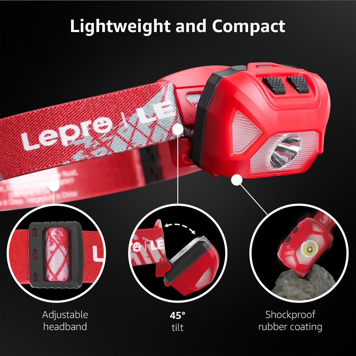 Lepro Headlamp Battery Powered Waterproof LED Headlight 2 Pack - Blue