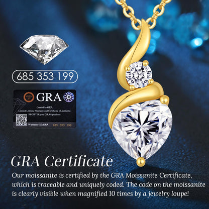 ANDSO Moissanite Heart Pendant Necklaces for Women, 925 Sterling Silver Necklace with Birthstone, Ideal Anniversary Present or Birthday Christmas Valentine Jewelry Gifts for Mom Wife Her Girlfriend