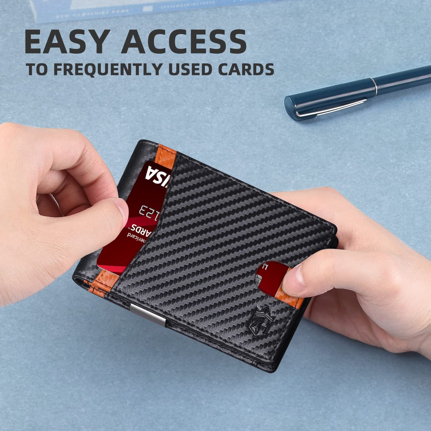 Zitahli Money Clip Wallets for Men,Slim Bifold Wallet 10-12 Cards, Mens Leather Wallet with ID Window,RFID Blocking Thin Minimalist Credit Card Holder,Gifts for Him