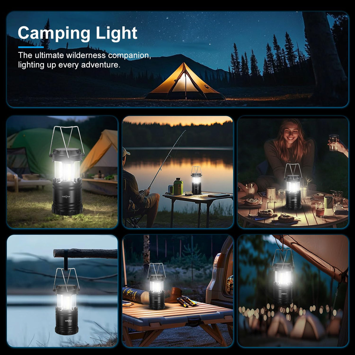LED Camping Lantern, Battery Operated, 2 Pack