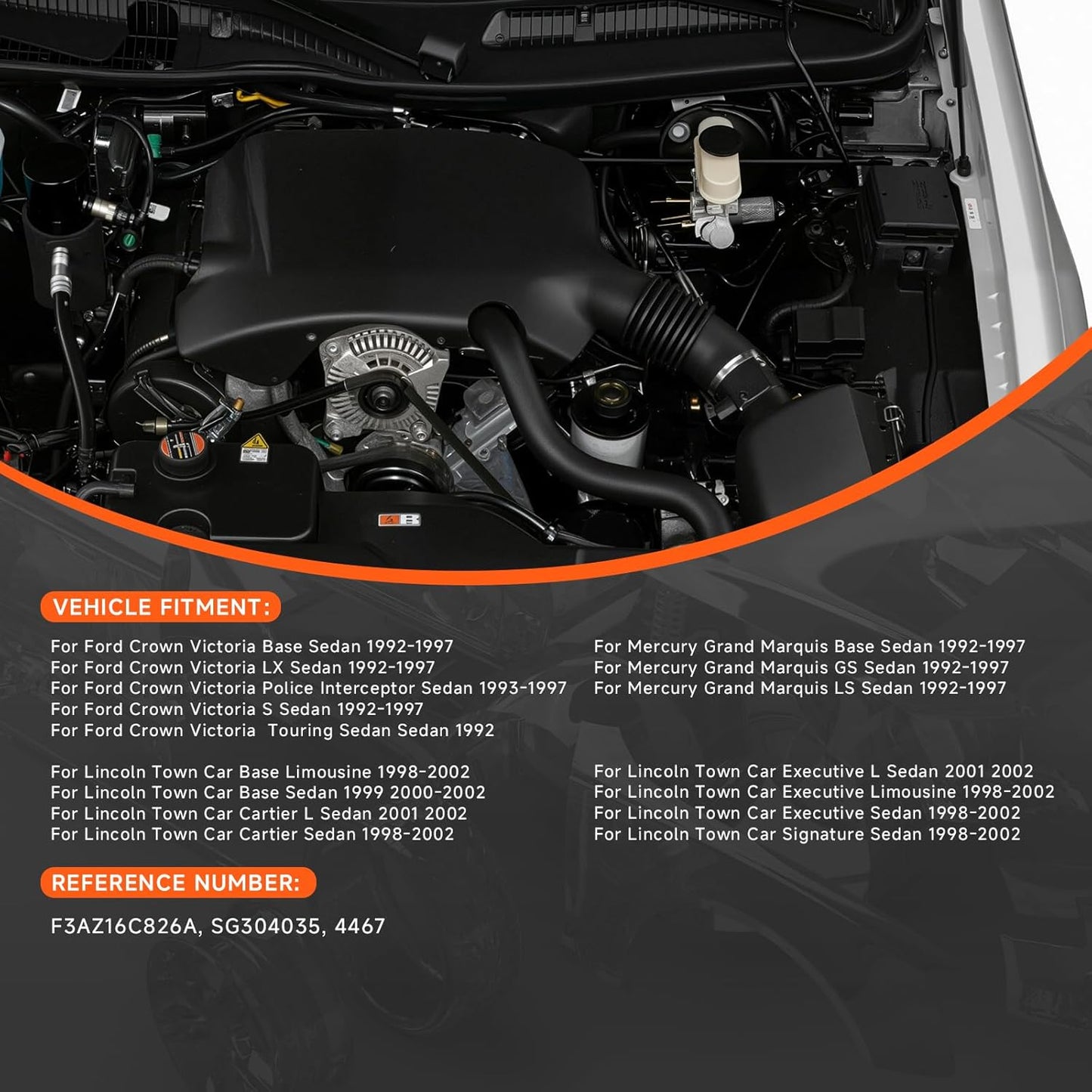 Hood Struts Lift Supports Compatible with Ford Crown Victoria 1992-1997, for Mercury Grand Marquis 1992-1997, for Lincoln Town Car 1998-2002 Sedan Limousine, Replace OE# F3AZ16C826A 4467, 2PCS