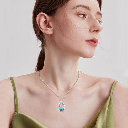 Midir&Etain Western Necklace 925 Sterling Silver Turquoise Pendant Highland Cow/Cow Skull/Hat/Tag/Cactus/Boot Cowgirl Country Jewelry for Women Men