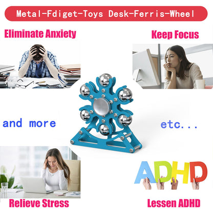 Desk-Fidget-Toys for Ferris-Wheels-Spinner: 4mins Kinetic-Metal-Spinner, Cool-Gadgets-Stuff for Kid Children Teen Adult EDC-Toy, ADHD Tools Stress Relief for Office Home School Men Woman Christmas