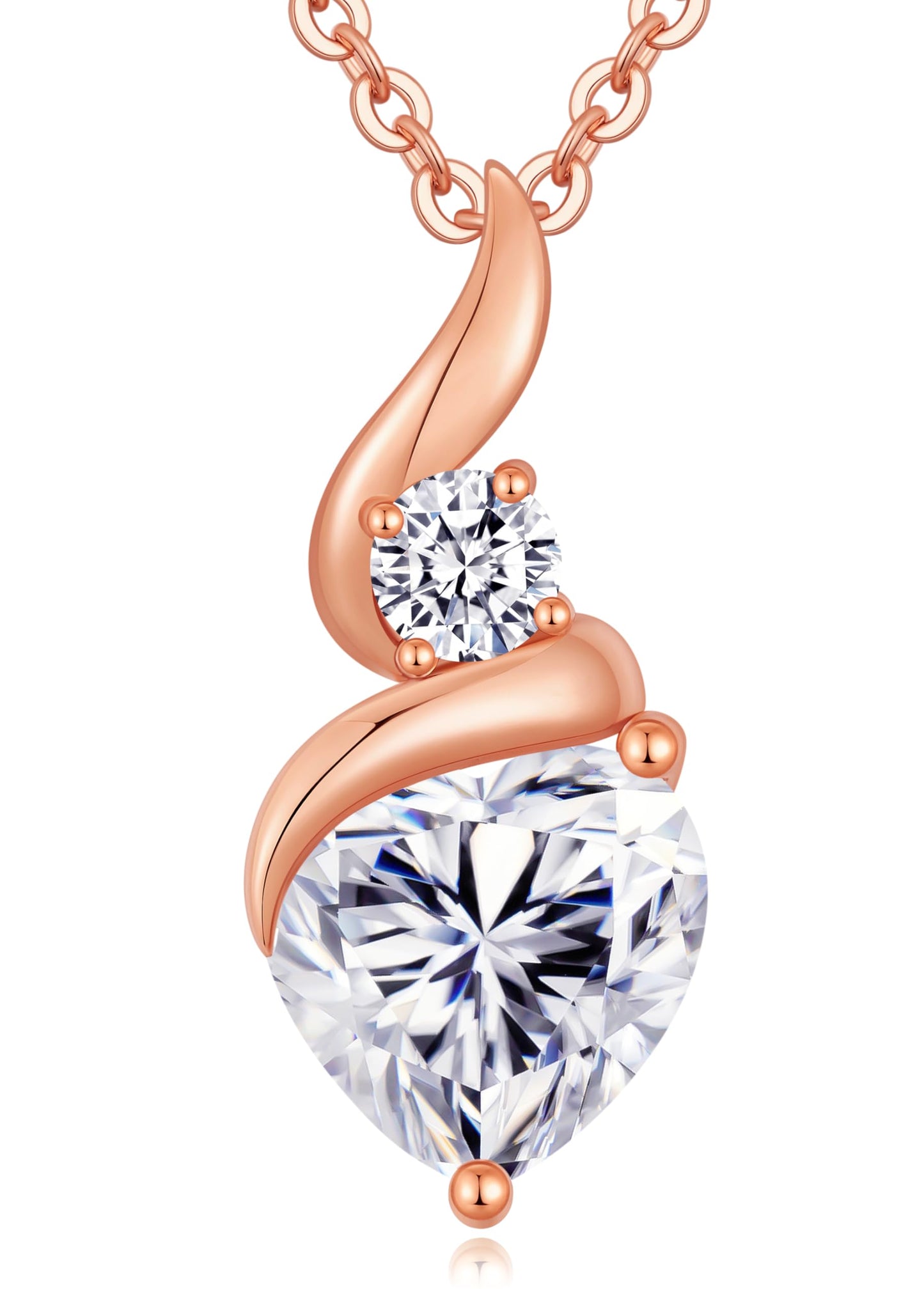 ANDSO Moissanite Heart Pendant Necklaces for Women, 925 Sterling Silver Necklace with Birthstone, Ideal Anniversary Present or Birthday Christmas Valentine Jewelry Gifts for Mom Wife Her Girlfriend