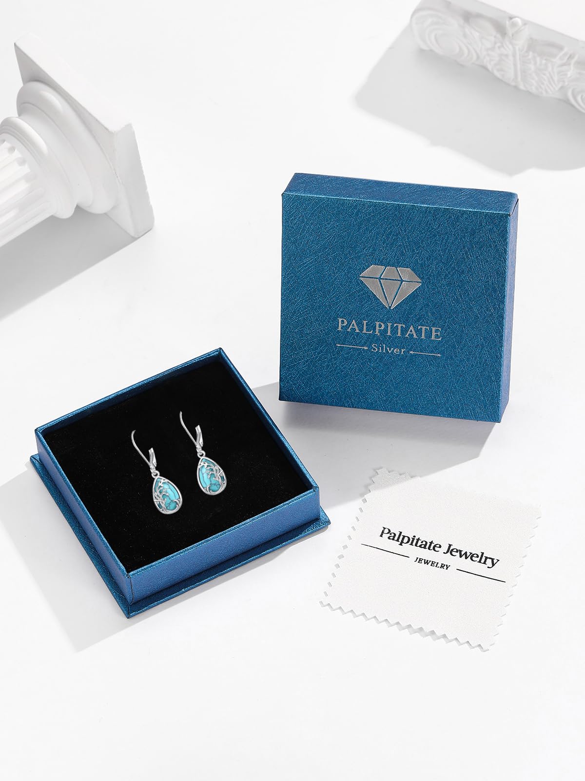 Palpitate Turquoise/Abalone Shell Earrings for Women 925 Sterling Silver Dangle Leverback Earrings Silver Jewelry Christmas Gifts