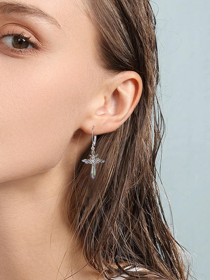 Dreamboat Sterling Silver Cross Earrings for Women Lever Back Dangle Earrings Faith Christian Confirmation Religious Jewelry for Mom