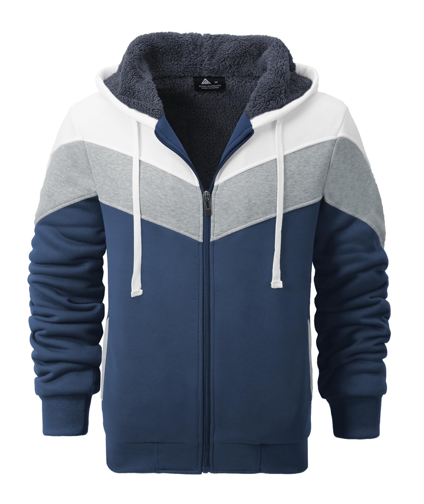 V VALANCH Men Hoodies Zip Up Sherpa Lined Sweatshirts Heavyweight Thick Warm Fleece Winter Jacket
