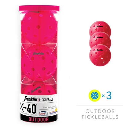 Franklin Sports X-40 Outdoor Pickleballs - Official Ball of USA Pickleball, APP Tour + US Open - Regulation Size