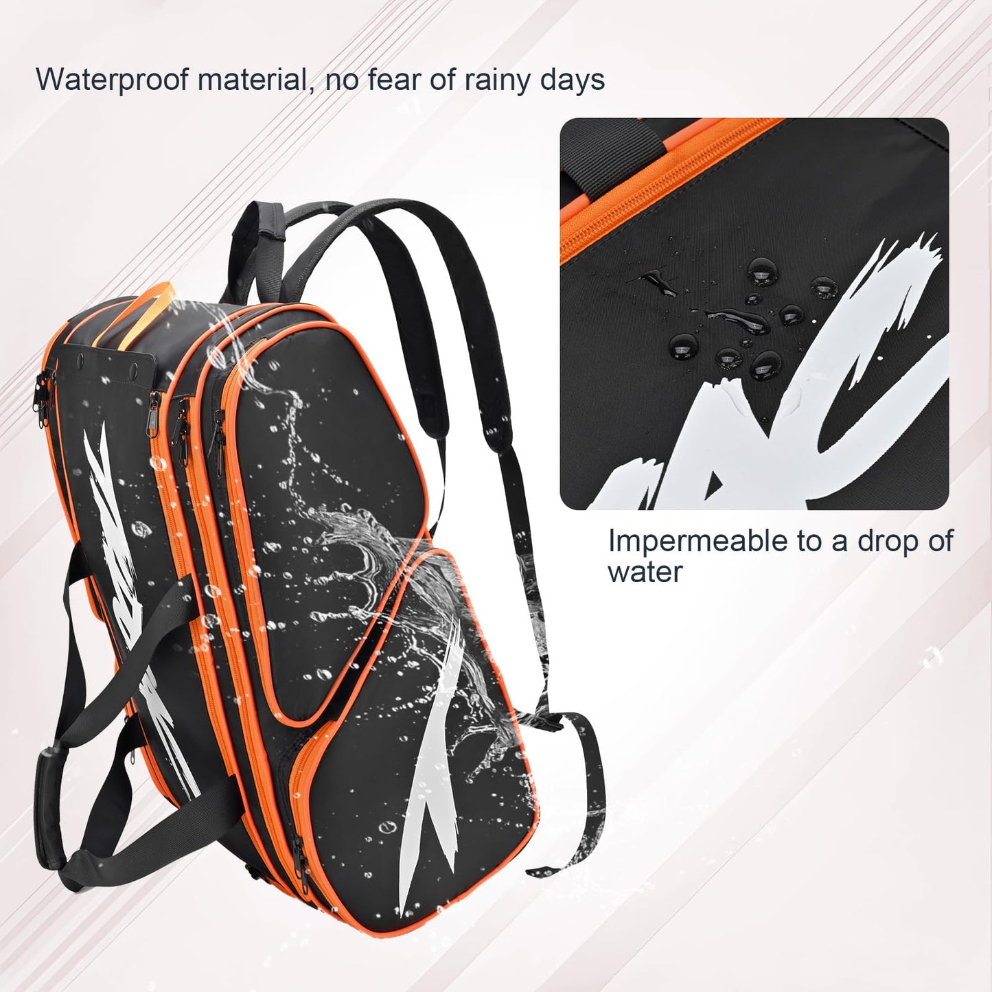 Pickleball Bag - Large Paddle Bag for 4 Paddles & Accessories - Fence Hook, Extra Pockets, Shoe Compartment