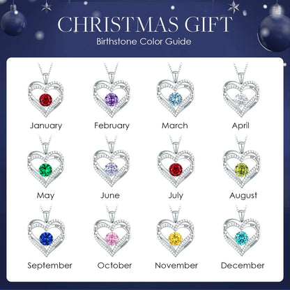 CDE Forever Love Heart Necklaces for Women, Wedding Anniversary, Birthday Mothers Day Christmas Day Gifts for Mom, Mother, Wife, friend, S925 Silver Jewelry with Birthstone Pendant